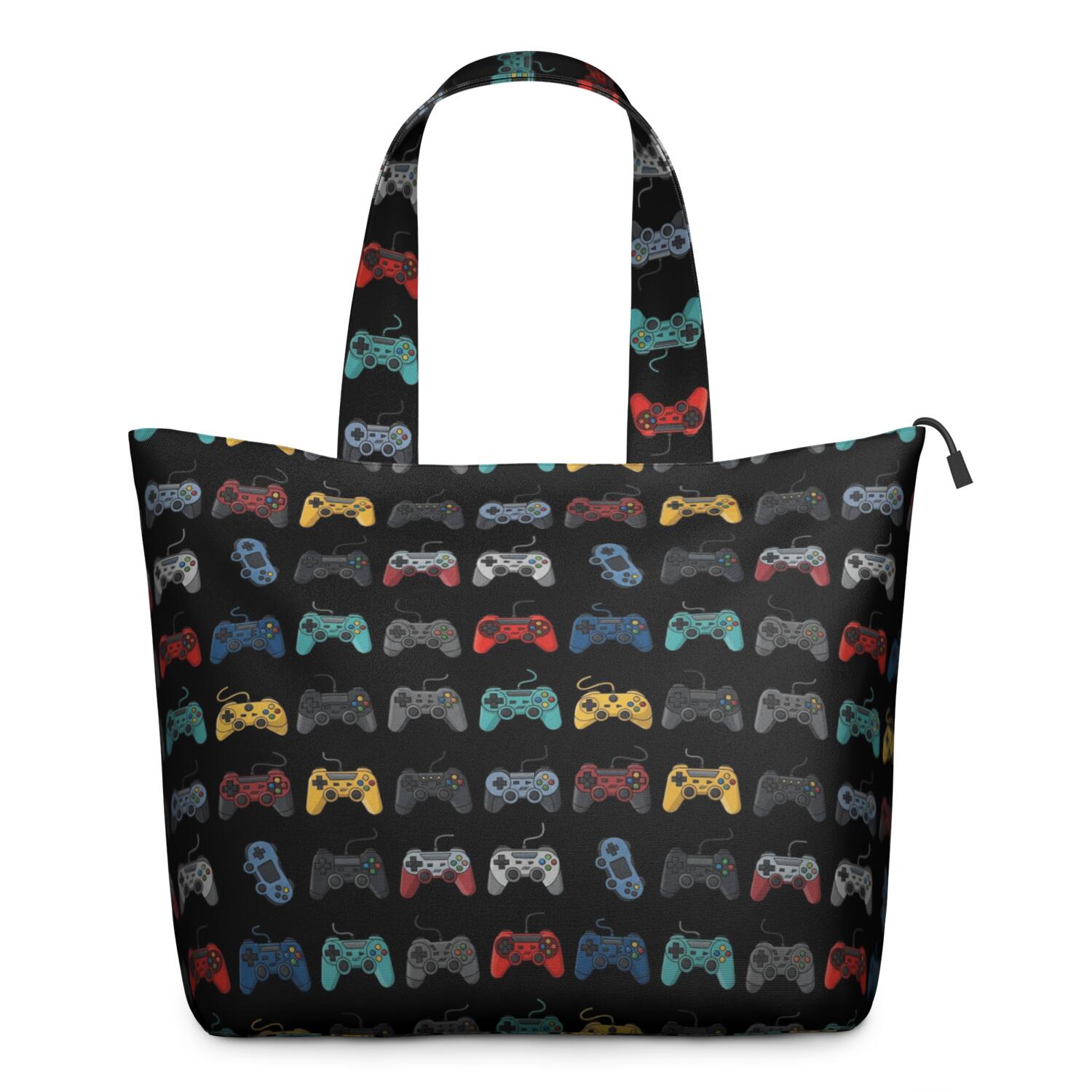 Colorful Controllers Games Black Pattern Travel Tote Bags for Women Carry On,Large Weekender Bags for Women Travel,Multi Functional Duffle Bag for Work,Shopping,Sports