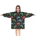 thumbnail image 1 of Colorful Controllers Games Icons Black Pattern Blanket Hoodies for Kids 6-13YR Oversize Wearable Blanket Hoodies for Boys Girls Teens, 1 of 7