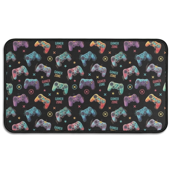 Colorful Controllers Games Icons Black Pattern Door Rugs,Washable Non Slip Door Mats Indoor,Decorative Door Mats,Entry Mat Indoor for Entrance,Bedroom,Kitchen,Bathroom,30"x17"