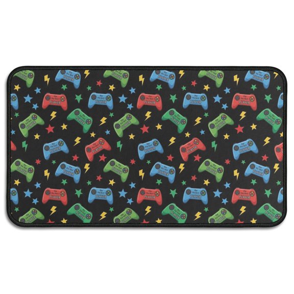 Colorful Controllers Games Icons Black Pattern Door Rugs,Washable Non Slip Door Mats Indoor,Decorative Door Mats,Entry Mat Indoor for Entrance,Bedroom,Kitchen,Bathroom,30"x17"