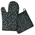 thumbnail image 1 of Colorful Controllers Games Icons Black Pattern Kitchen Oven Mitt and Pot Holder Sets 2 Pcs for Baking, Cooking and Grilling, Heat Resistant Up To 392 °F, 1 of 7