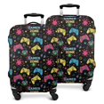 thumbnail image 1 of Colorful Controllers Games Icons Black Pattern Luggage Cover Fashion Suitcase Cover Baggage Covers Fit 25-28 Inch Luggage (Go Travel), 1 of 5