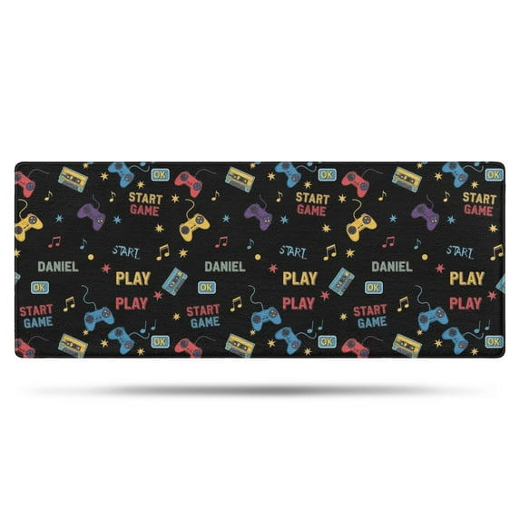 Colorful Controllers Games Music Black Pattern Bathroom Rugs Mat,Non Slip Microfiber Bathroom Rug,Rubber Backing,Soft Bathroom Mats for Bathroom Floor,Tub and Shower,60x24in(150x60cm)