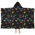 thumbnail image 1 of Colorful Controllers Games Music Black Pattern Hooded Bath Towel，50"x30" for Ages 3 To 12 Kids, Quick Dry Lightweight Soft Microfiber Hood Beach Towel Cover Up for Kids, 1 of 7