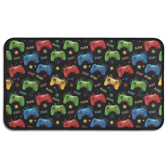 Colorful Controllers Games Stars Black Pattern Door Rugs,Washable Non Slip Door Mats Indoor,Decorative Door Mats,Entry Mat Indoor for Entrance,Bedroom,Kitchen,Bathroom,30"x17"