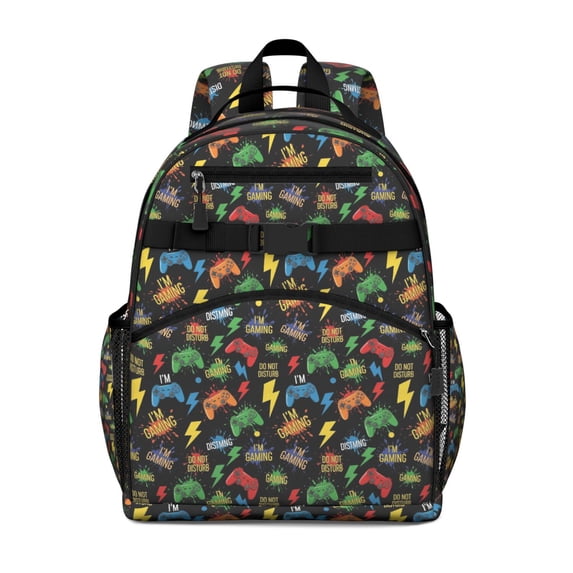 Beige Music Sunflower Guitar Pattern Backpack for School,Cute School Bag,Schoolbag with Adjustable Shoulder Straps & Padded Back,15.25"x11.5"x5.25"