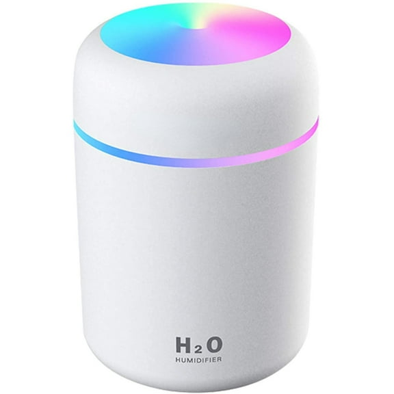 Colorful Cool Mini Humidifier, USB Personal Desktop Humidifier for Car, Office Room, Bedroom,etc. Auto Shut-Off, 2 Mist Modes, Super Quiet. (White)