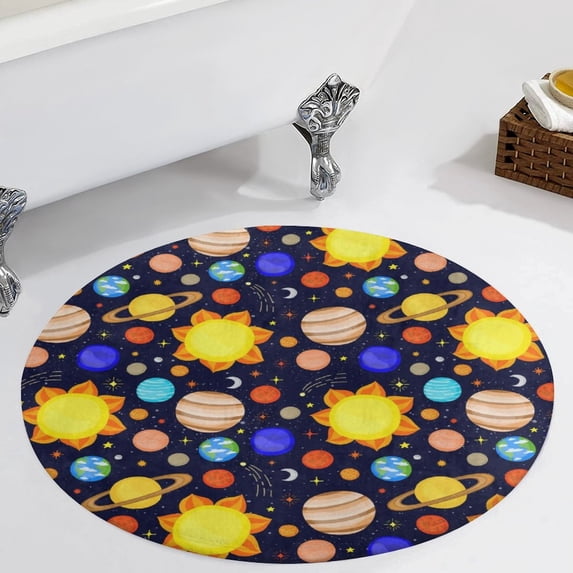 Colorful Cool Planet Round Carpet Circle Rug Outdoor Patio Area Rug Washable Large Area Rugs Hallway Room Decor Fitness Mats