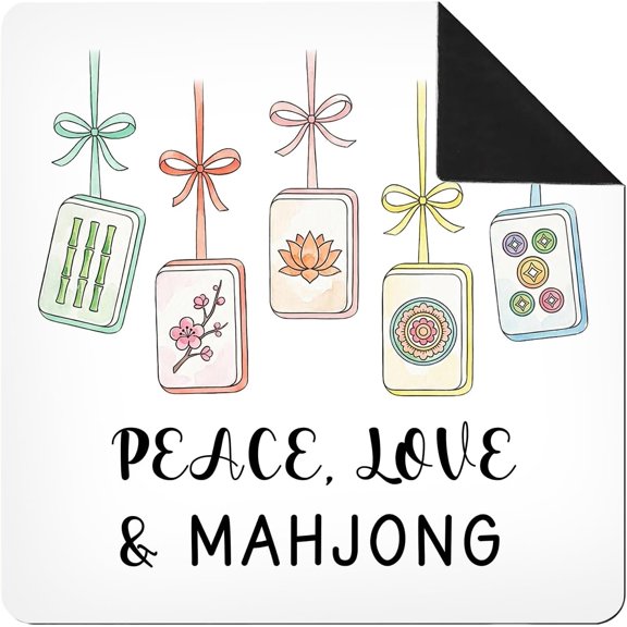 Colorful Coquette Bow Mahjong Mat for Table 31.5 x 31.5 in, Peace Love Mahjong Non-Slip Noise Reduction Mah Jong Table Cover Tablecloth for Card Poker Dominoes Dice and Board Games