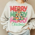 thumbnail image 1 of Colorful Coquette Christmas Sweatshirt, Glitter Tree Crewneck with Nutcracker, Preppy Red Pink Green Holiday Pullover, Merry Brushstroke Xmas Shirt, 1 of 5