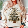 thumbnail image 1 of Colorful Coquette Christmas Tree Sweatshirt, Camo Mama Holiday Pullover, Girly Glitter Xmas Tree Sweatshirt, Dalmatian Dots Bow Aesthetic, 1 of 5