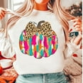 thumbnail image 1 of Colorful Coquette Fall Sweatshirt with Gold Glitter Pumpkin, Bright Brushstroke Art, Leopard Bow Accent, Girly Autumn Shirt for Pumpkin Season BO120650, 1 of 5
