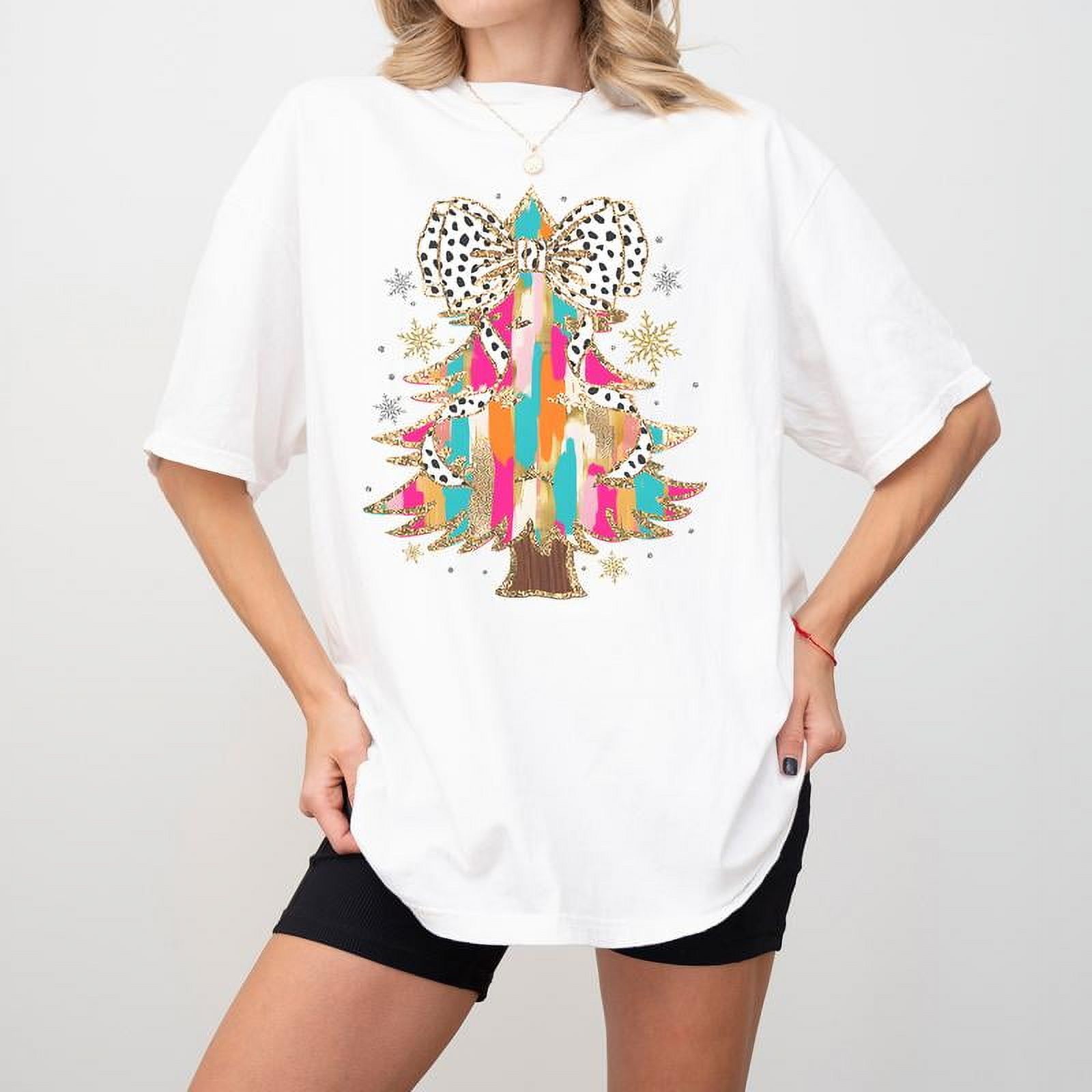 Colorful Coquette Glitter Christmas Tree Sweat. Girly Christmas Tree