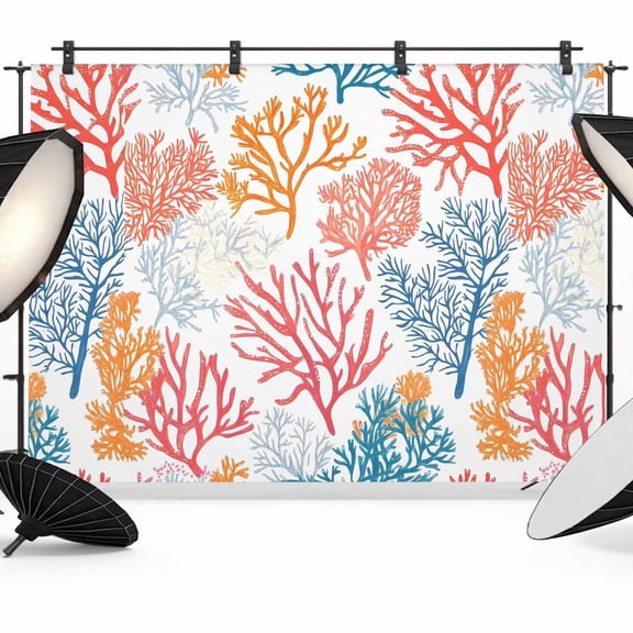 Colorful Coral Backdrop for Photoshoot,Photography Photo Studio Background Wall Backdrop,Coastal Ocean Abstract Gradient Sea Back Drop Banner Panel for Portraits Wedding Party Live Streaming 7x5Ft