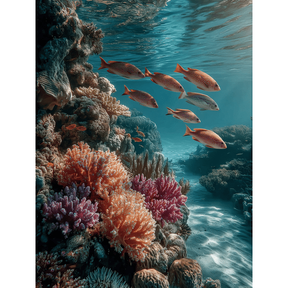 Colorful Coral Ocean Sea Creature Canvas Print, Underwater Fish Coastal Home Bedroom Gift Wall Decor Art