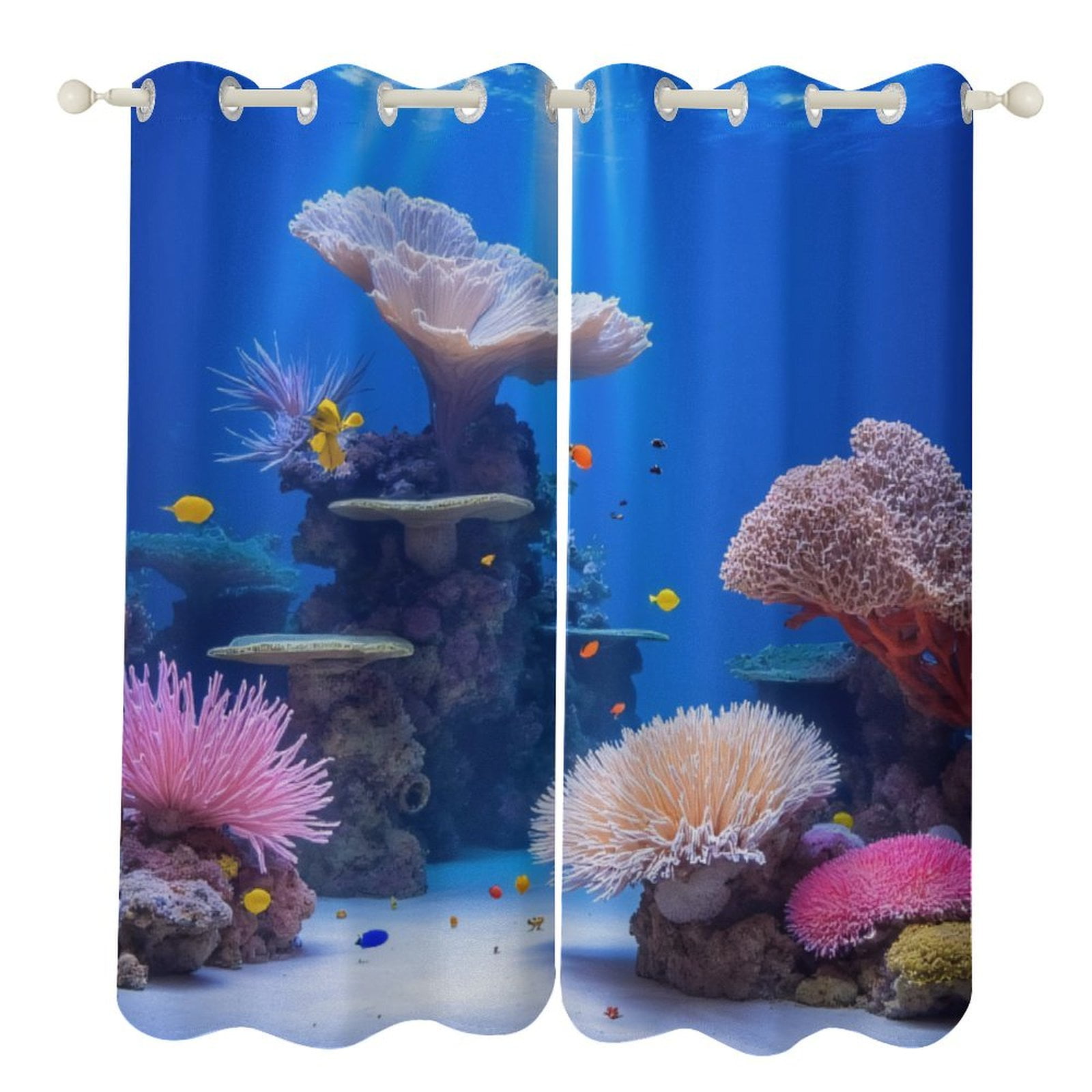 Colorful Coral Reef Aquarium Blackout Window Curtains for Bedroom ...