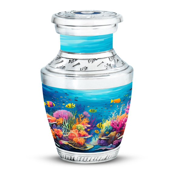 Colorful Coral Reef Panorama - Funeral Urn Ashes - Portable Urns For Human Ashes - Urns For Mom - Human Cremation Urns (Size-3inch,1pcs)