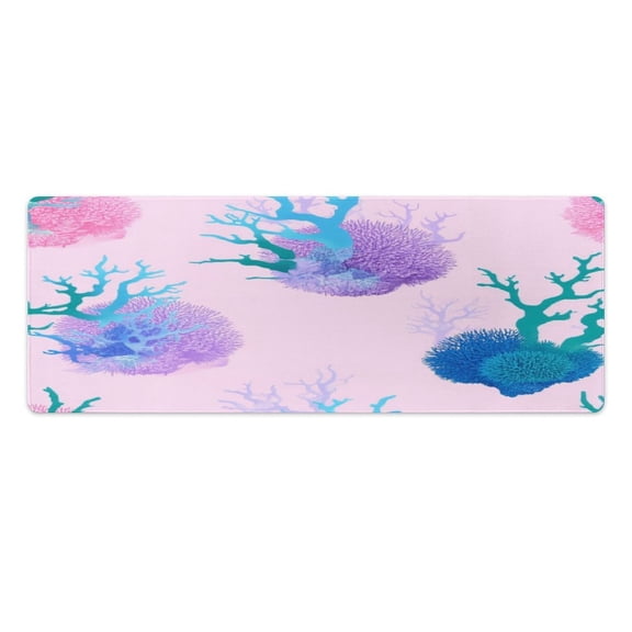 Colorful Coral Reef Pattern 2 PCS Anti Fatigue Rugs Pvc Non Skid Waterproof Floor Mat Cushioned Comfort Standing Kitchen Mats for Floor