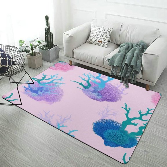 Colorful Coral Reef Pattern Carpet Rug for Home Living Room Bedroom Sofa Doormat Decor Area Rug Non-slip Mat
