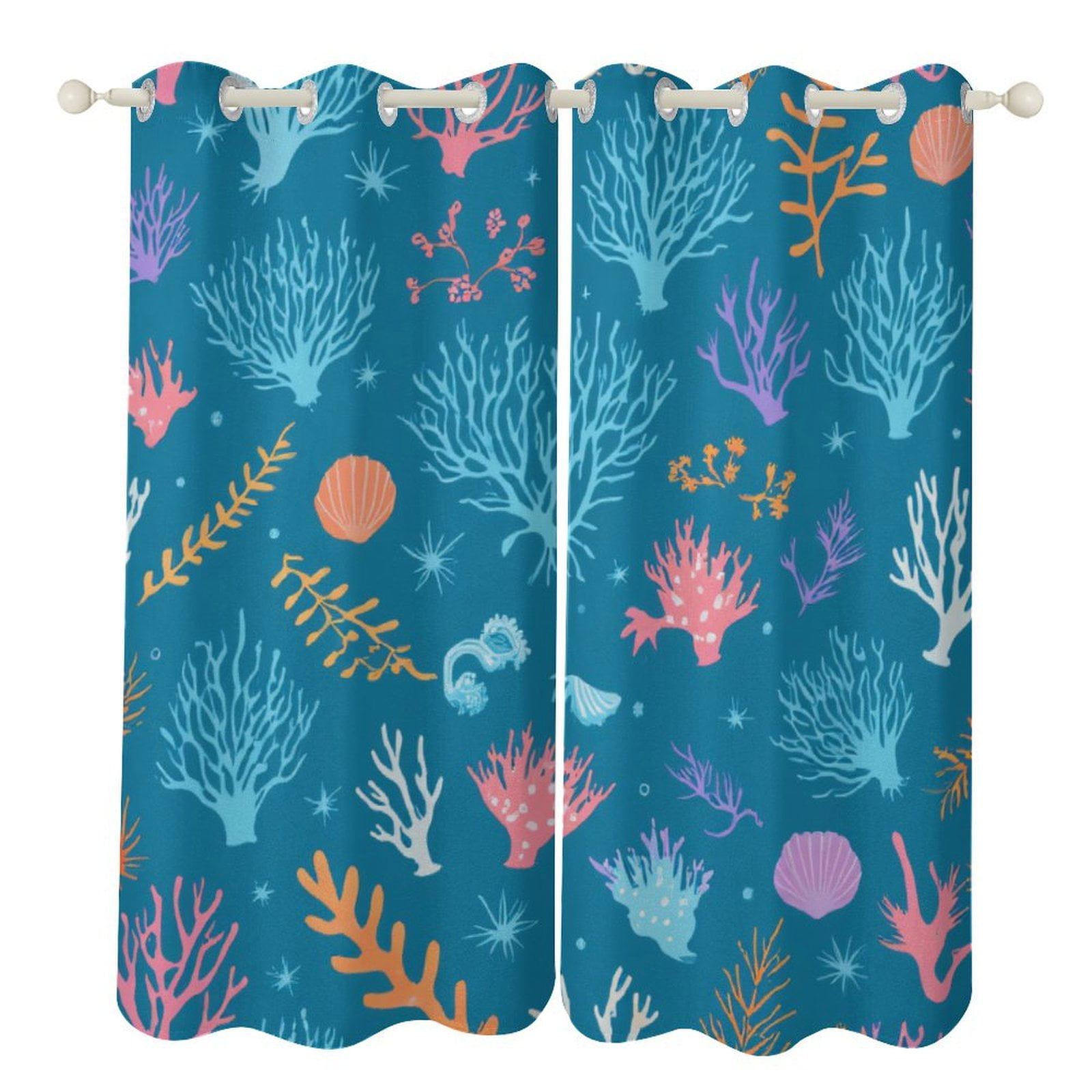 Colorful Coral Reef Pattern Luxury Window Curtains Blinds for Living ...