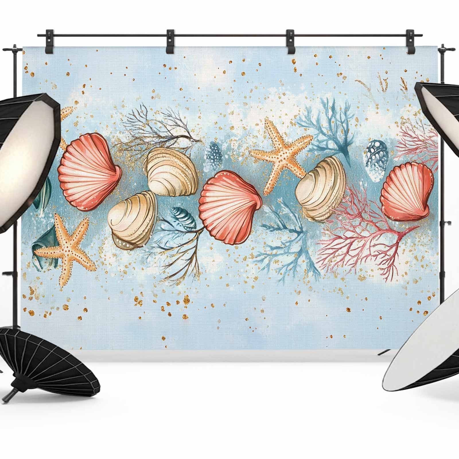 Capos Shells Backdrop Colorful Coral Shell Backdrop for Photography, Ocean Summer Beach Photo ...