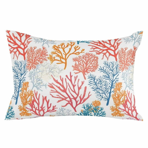 Colorful Coral Throw Pillow Cover 12 x 20 Inch Decorative Pillow Cover Coastal Ocean Abstract Gradient Sea Lumbar Pillowcase Seasonal Rectangle Cushion Case for Couch Sofa Bed Living Room