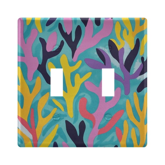 Colorful Corals Tropical Light Switch Cover Electrical Outlet Cover Replaceable Wall Plates 2-Gang