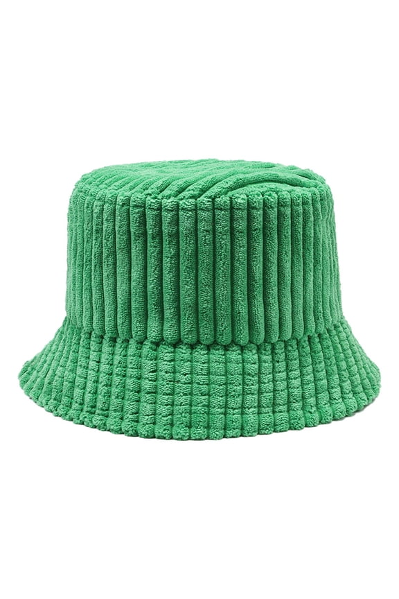 Colorful Corduroy Wide Fisherman Hat Stylish Sun for Large Head Sizes Fashionable Streetwear Bucket Cap, Green