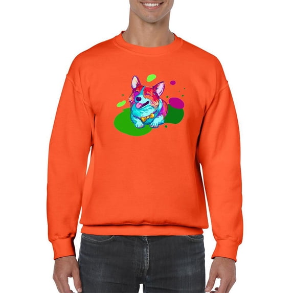 Colorful Corgi Bowtie Portrait Sweatshirt Men -Image by Shutterstock, Male 5X-Large