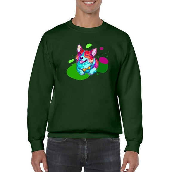 Colorful Corgi Bowtie Portrait Sweatshirt Men -Image by Shutterstock, Male Medium