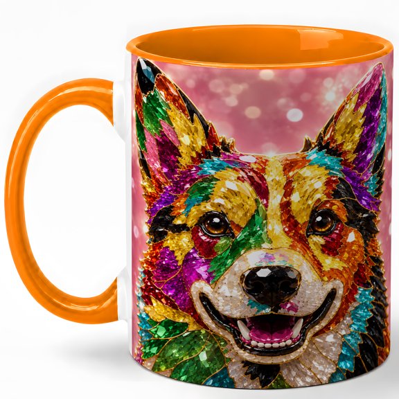 Colorful Corgi Coffee Mug, Rainbow Dog Mug, Ceramic 11 oz