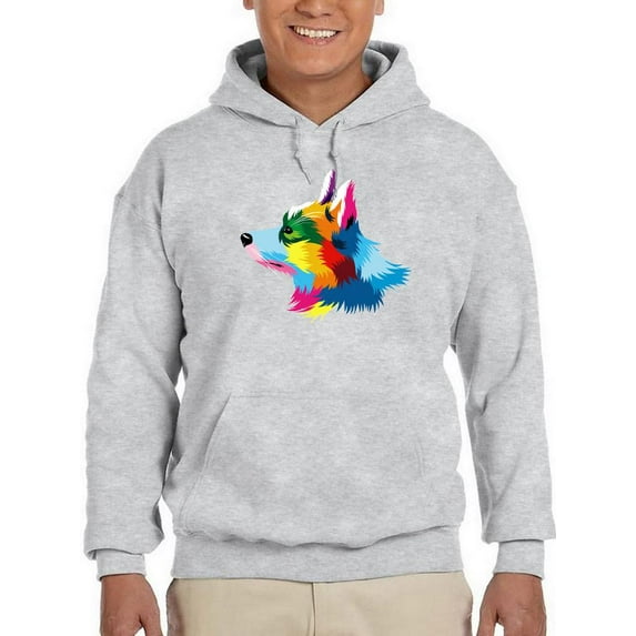 Colorful Corgi Potrait Hoodie Men -Image by Shutterstock, Male 4X-Large