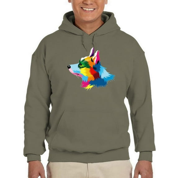 Colorful Corgi Potrait Hoodie Men -Image by Shutterstock, Male 4X-Large