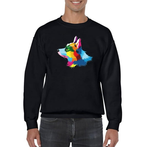 Colorful Corgi Potrait Sweatshirt Men -Image by Shutterstock, Male 5X-Large