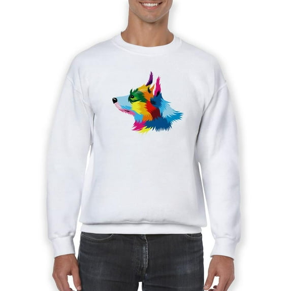 Colorful Corgi Potrait Sweatshirt Men -Image by Shutterstock, Male 5X-Large