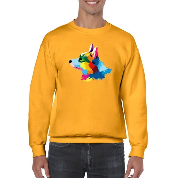 Colorful Corgi Potrait Sweatshirt Men -Image by Shutterstock, Male x-Large