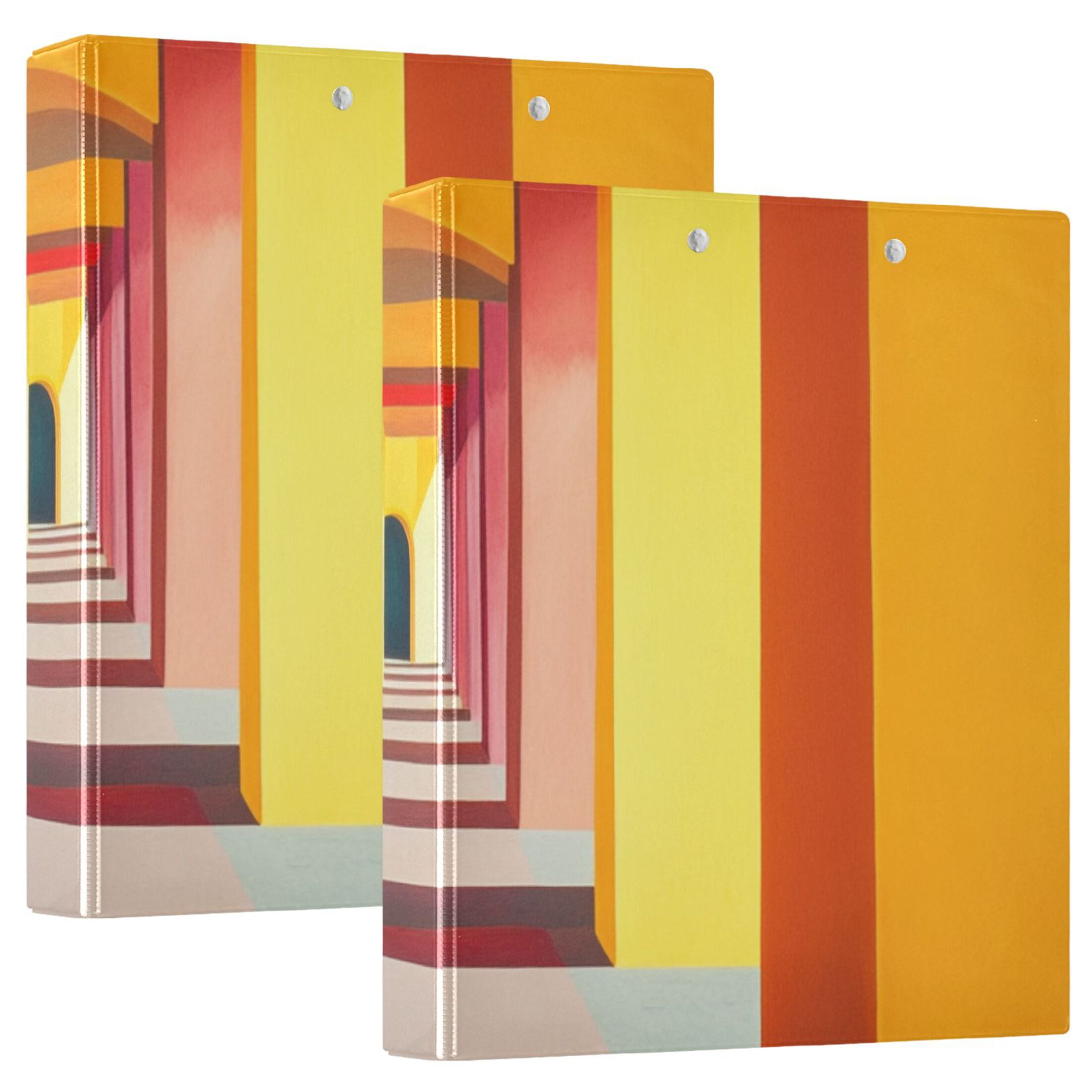 Colorful Corridor 3 Ring Binders 1.5 inch Hardcover File Folders with Interior Pockets A4 Size Organizer for School Office Hospital