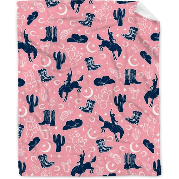 Colorful Cosmic Midnight Western Cowboy Blanket West Cowboy Ride Horse Desert Cactus Flannel Gift Blanket for Horse Lovers Lightweight Soft Blanket for Bed Couch Outdoor 30''''x 40'''' for Baby/Pet