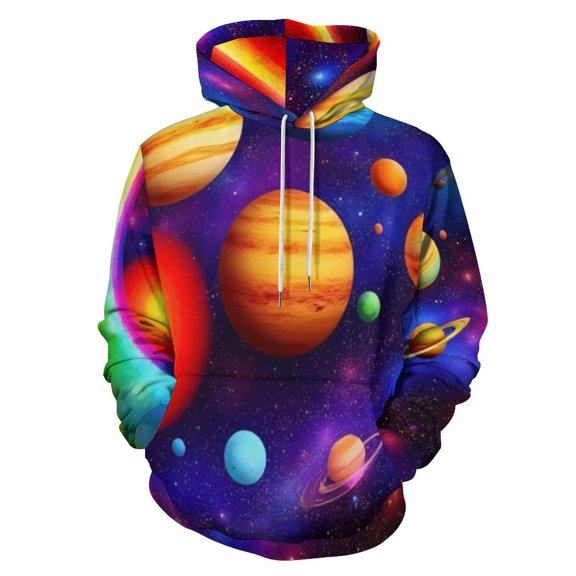 Colorful Cosmic Planets 3D Print Hoodie Men Women Autumn Thin Pullover Sweatshirt Vintage Streetwear Tops