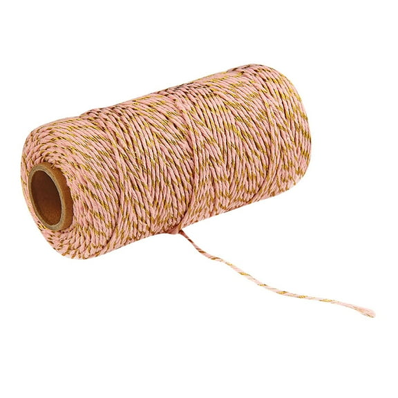 Colorful Cotton Rope DIY Hand Woven, Thick Cotton Rope for Tapestry and Crafts, 2mm 100m Roll, Gold Pink