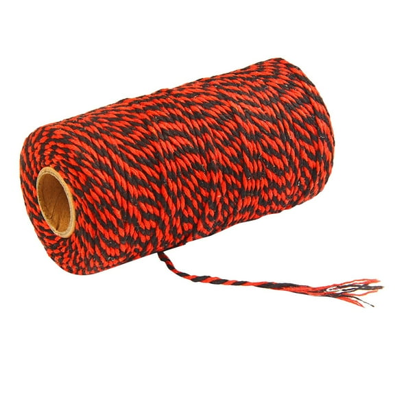 Colorful Cotton Rope DIY Hand Woven, Thick Cotton Rope for Tapestry and Crafts, 2mm 100m Roll, Red Black