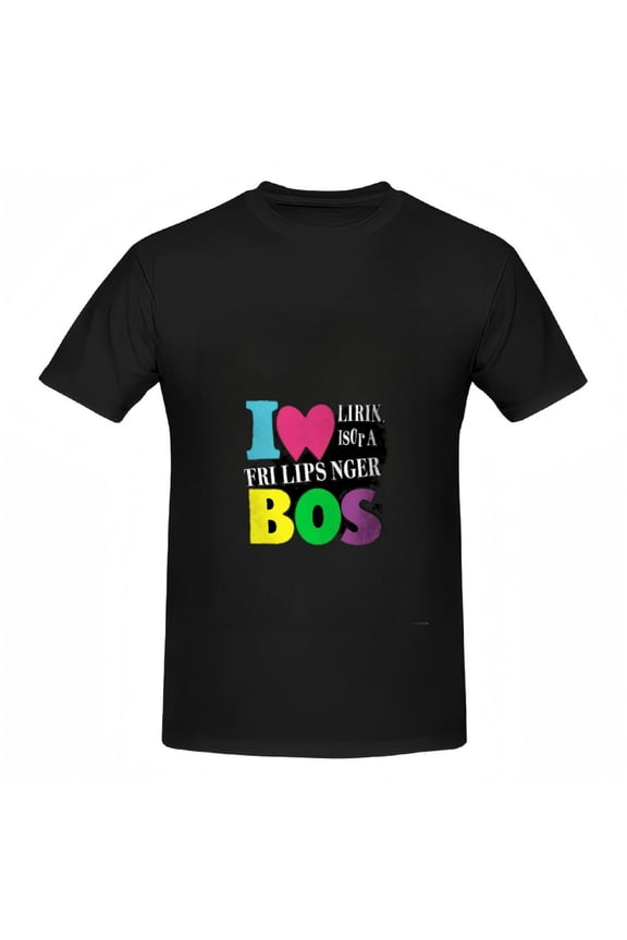 Colorful Cotton Short Sleeve T-Shirt for Women - Playful " I ❤️ Linux ISO A FRILIPS NGER BOS " Design Vibrant Multi - Color Text Fun Tee Top