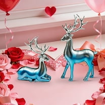 Colorful Couple Deer Figurines, A Pair of Romantic Love Deer Statues for Home Decor, Valentine‘s Day Gift for Her/Him, Living Room TV Cabinet Shelf Decorations, Plastic Animal Ornaments