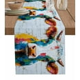 thumbnail image 1 of Colorful Cow Burlap Cotton Table Runner 13x90 Inches Long, Rustic Vintage Abstract Oil Painting Art Farmhouse Table Runners, Outdoor Dining Tablecloths Decor for Baby Shower/Party/Wedding, 1 of 6
