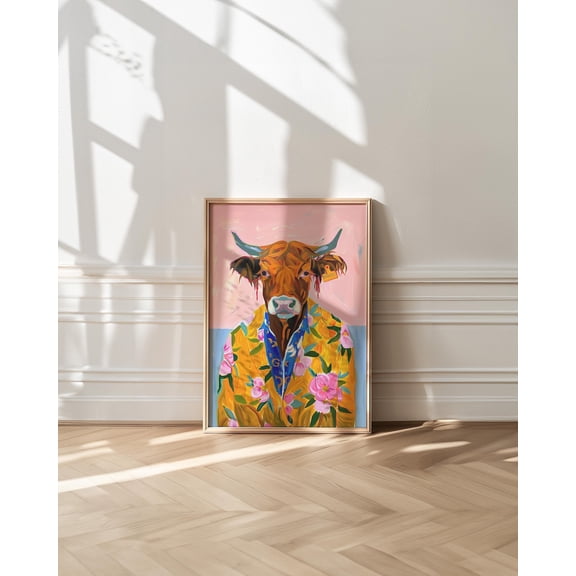 Colorful Cow Eclectic Maximalist Poster Unframed Paper Print