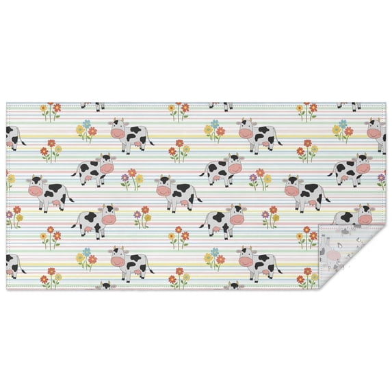 Colorful Cow Flower Pattern Rectangle Tablecloth 60"x120",Waterproof Polyester Rectangle Table Cloth, Wipeable Spillproof Polyester Tablecloth for Dining, Camping, Indoor and Outdoor