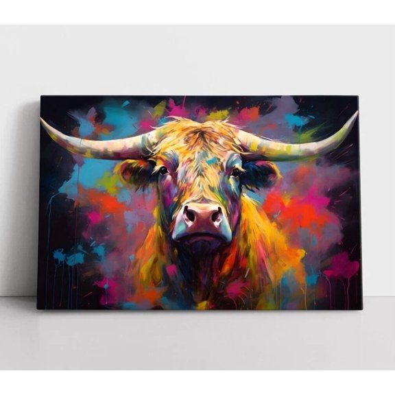 Colorful Cow Print Art Farm Animals Wall Art Cattle Ranch Home Decor Office Wall Art