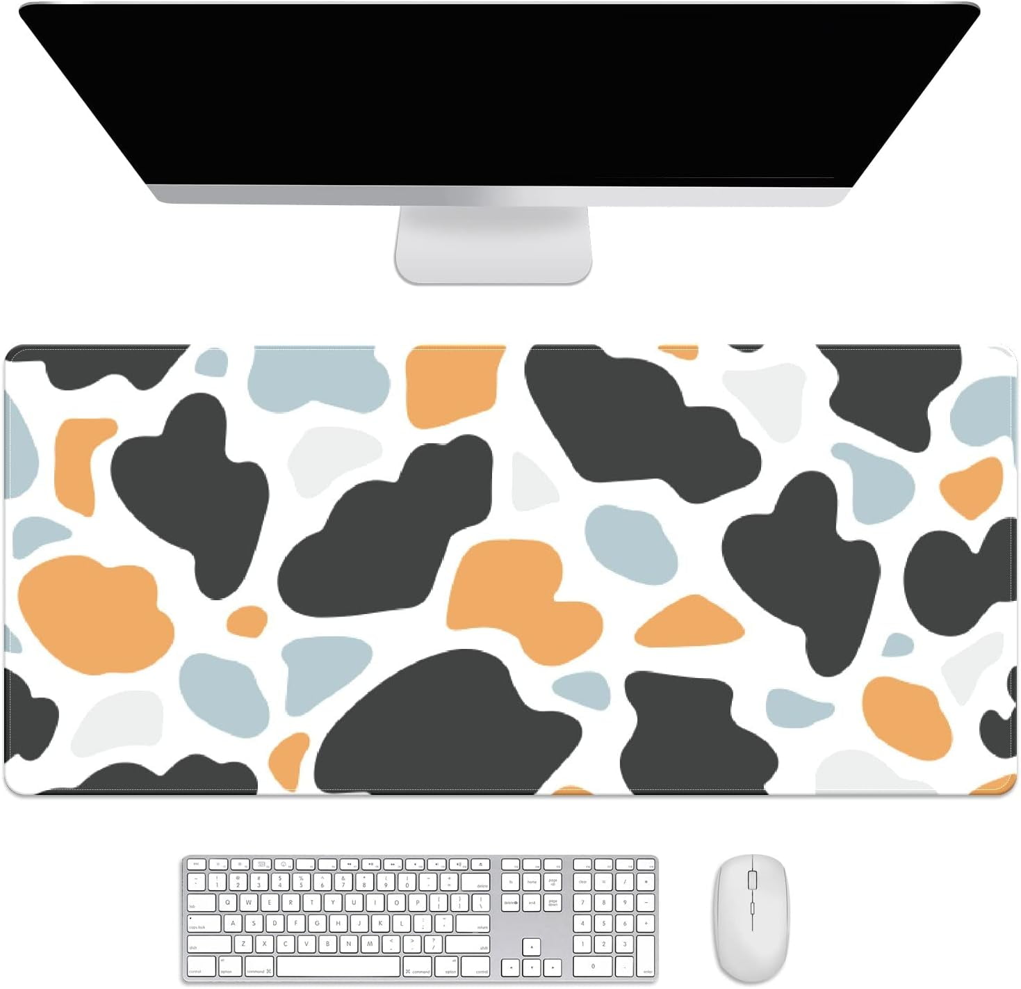 Colorful Cow Print Desk Mat, Desk Accessory, Cute Workspace, Trendy Workspace, Trendy, 35.4x15.7in Large Gaming Mouse Pad, Cute Desk Topper, Pretty Desk Pad