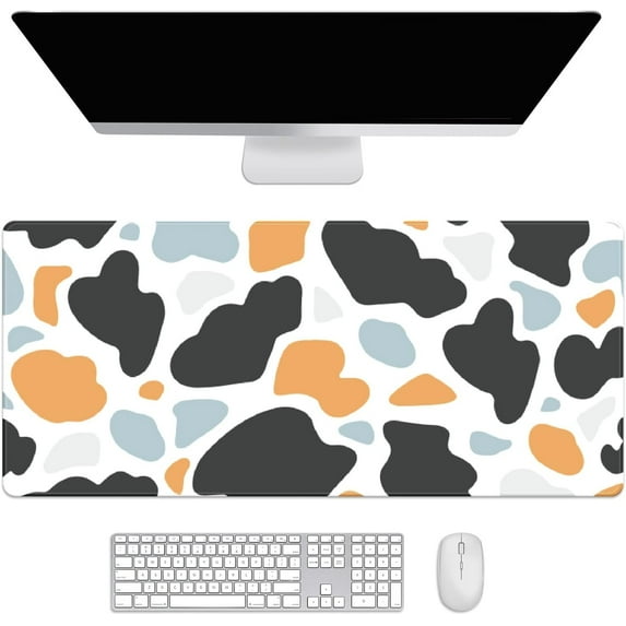 Colorful Cow Print Desk Mat, Desk Accessory, Cute Workspace, Trendy Workspace, Trendy, 35.4x15.7in Large Gaming Mouse Pad, Cute Desk Topper, Pretty Desk Pad