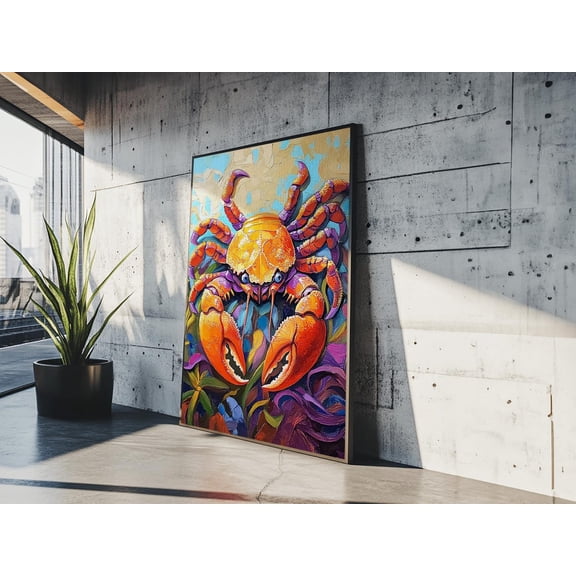 Colorful Crab Bold Nautical Kitchen Wall Art Unframed Paper Print